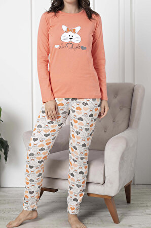 Kadın Pijama Takımı Uzun Kollu Pamuklu SOMON