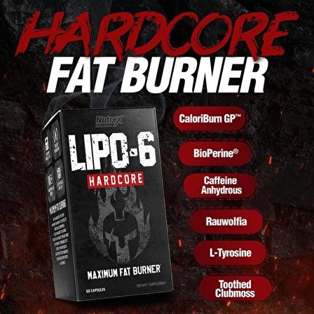 Nutrex Lipo 6 HardCore Fat burner yağ yakıcı 60 KAPSÜL