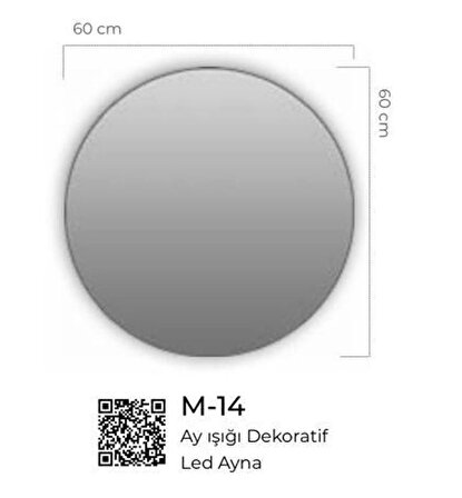 Pure Ayışığı Dekoratif Oval Led Aydınlatmalı Ayna 60 Q M-14
