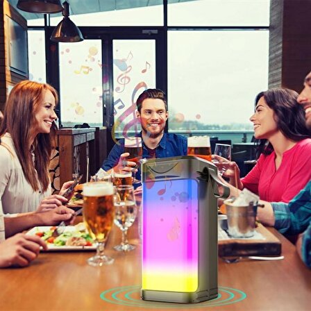 Usb Şarjlı Renkli LED Işıklı 1200 mAh 5W Portatif Müzik Sistemli Mini El Tipi Hoparlör (2818)