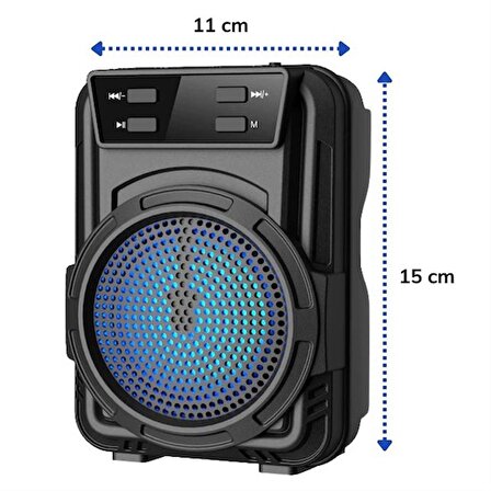 Mini Hoparlör Işıklı Taşınabilir Bluetooth Wireless FM Radyolu Sd Kart ve USB Girişli Hoparlör (2818)