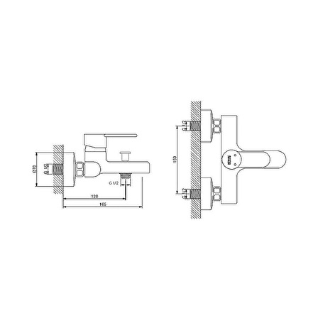 Newarc Domino 971511 Gümüş Banyo Bataryası