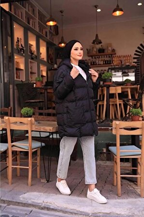 Kadın Oversize Yarasa Şişme Puffer Mont