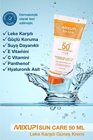 Mixup! 50+ Faktör Leke Karşıtı Tüm Cilt Tipleri İçin Renksiz Güneş Koruyucu Krem 100 ml