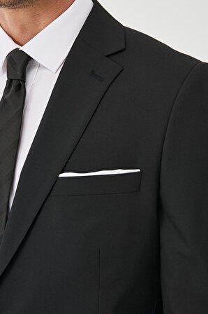 Erkek Siyah Regular Fit Geniş Kesim 4 Drop Takım Elbise
