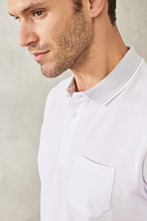 Erkek Çekmeyen Pamuklu Kumaş Regular Fit Geniş Kesim Gri-gri Polo Yaka Cepli Tişört