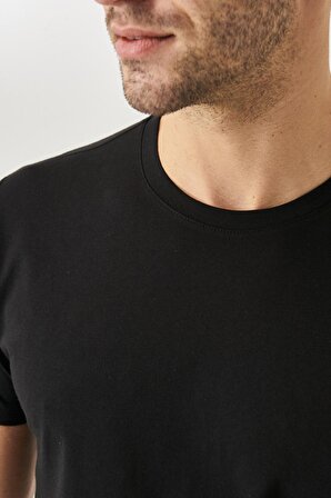 Erkek Grı Melanj-k.grı-sıyah-sıyah Slim Fit Dar Kesim 4'lü Tişört Paket