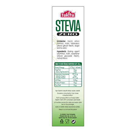Takita Stevia Zero Toz Beyaz Tatlandırıcı 250 g 2 Adet