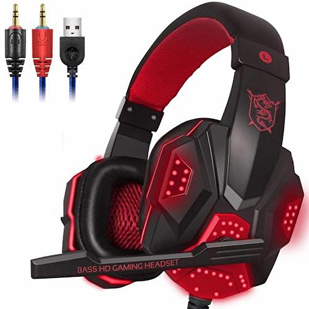 Ultra HD Ses Kaliteli Mikrofonlu Oyuncu Kulaklığı, Gaming Kulaklık, Işıklı Kulaklık,Gaming Headphone