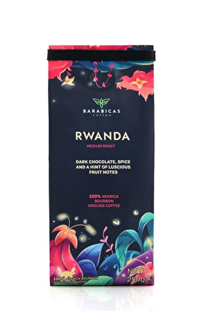 BARABICAS Rwanda 100% Arabica Bourbon - Medium Roast - Öğütülmüş Kahve - 250 gr