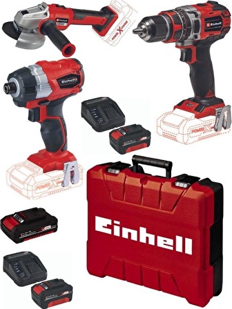 Einhell TE-CD 18/50 Li-i BL Matkap TE-CI 18 BL Vidalama Axxio 18/125 Avuç Taşlama 2x4.0ah+2.0ah Kömürsüz Profesyonel Akülü Set