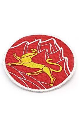 Oset Bayrak Nakışlı, Yuvarlak Etiket (Kırmızı) Çapı 8 cm