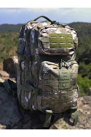 Lazer Kesim 45 Litre Askeri Kamuflaj Desenli Sırt Çantası, Taktik Çanta