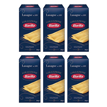 Barilla Lazanya / Lasagne n.189 Sade Makarna 500 Gr. x 6 Adet