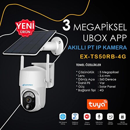 EXPOTECH EX-TS50RB-4G 4G 3 Megapiksel 4G IP PT Kamera TUYA Akıllı Uygulama