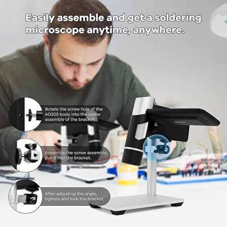 Andonstar AD203 Elde Taşınabilir USB Dijital Mikroskop - 4 Inc Ekran