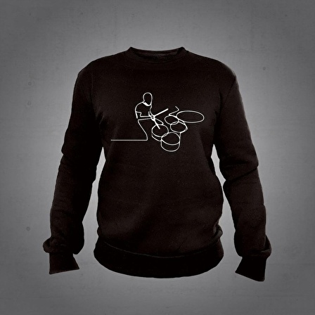 Herşey Nota Bateri Sweatshirt Siyah Unisex