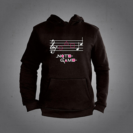 Herşey Nota Note Game Siyah Kapüşonlu Sweatshirt Hoddie