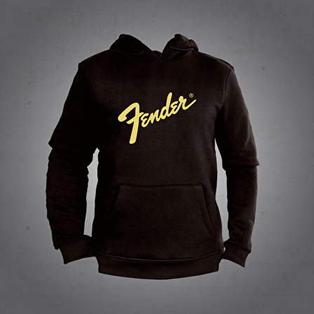 Herşey Nota Fender Siyah Kapüşonlu Sweatshirt Hoddie