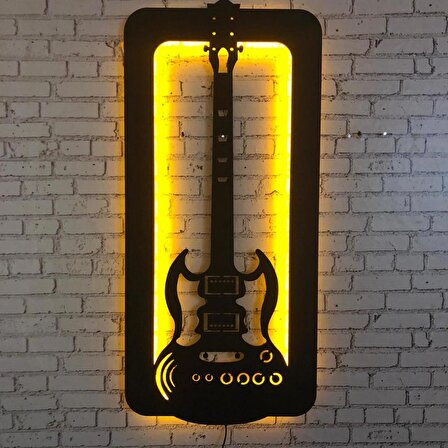 Bas Gitar Duvar Dekoru 70x35cm Led Işıklı