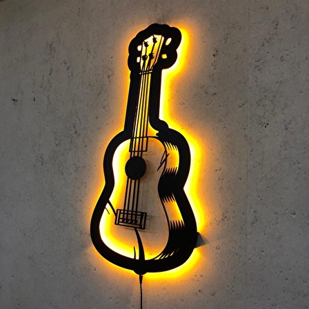 Klasik Gitar Duvar Dekoru Led Işıklı 100x50cm