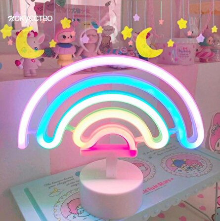 Dekoratif Gökkuşağı Neon Led Gece Lambası Sevimli Led Unicorn Ev Çocuk Yatak Odası Dekor Lambası