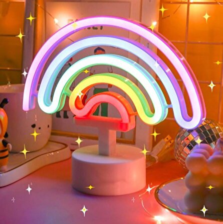 Dekoratif Gökkuşağı Neon Led Gece Lambası Sevimli Led Unicorn Ev Çocuk Yatak Odası Dekor Lambası