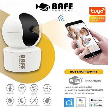 Baff Smart-6204 Wifi Ptz Kamera İç Mekanlar İçin Çift Yönlü Ses Destekli
