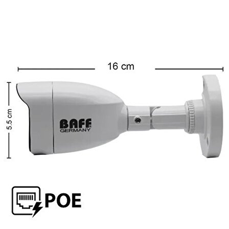 Baff Ip-5212 2Mp 1080P Poe H.265+ İp66 Suya Dayanıklı İp Dış Mekan Kamerası