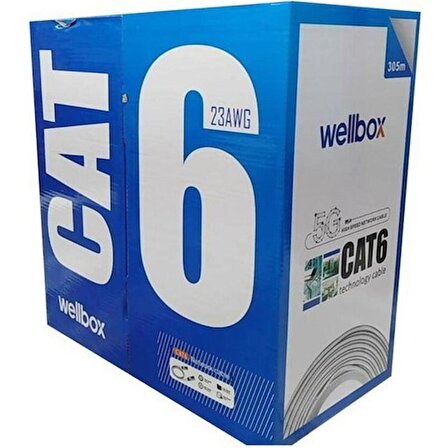 Wellbox 305METRE Utp 23AWG Cat6 Network Kablosu Gri