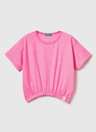 Benetton Düz Pembe Kız Çocuk T-Shirt 37YKC10AU