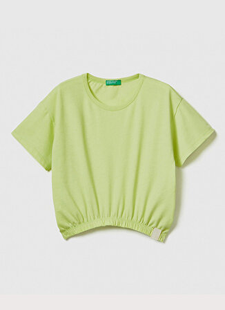 Benetton Düz Açık Sarı Kız Çocuk T-Shirt 37YKC10AU