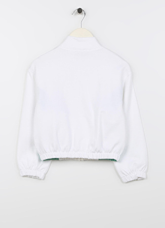 Benetton Beyaz Kız Çocuk Bisiklet Yaka Uzun Kollu Düz Sweatshirt 39W3C501Z