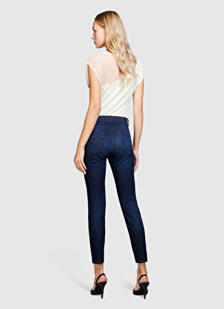 Sisley Yüksek Bel Düz Paça Slim Fit Mavi Kadın Denim Pantolon 4RR3575V7