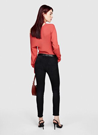Sisley Yüksek Bel Düz Paça Slim Fit Koyu Lacivert Kadın Denim Pantolon 4RR3575V7