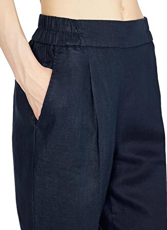 Sisley Lacivert Kadın Yüksek Belli Relaxed Keten Pantolon 4AGHLF00S