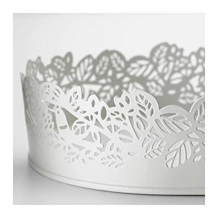 IKEA Samverka Metal Dekoratif Mum Tabağı Beyaz 35 x 15 cm