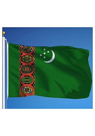 Türkmenistan Milli Gönder Bayrağı Raşel Kumaş Dijital Baskı