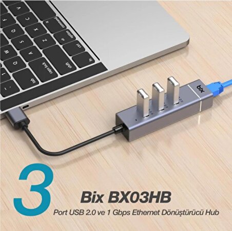 Bix 3 USB Portlu TF SD Kart Okuyucu Hub Çoklayıcı Dönüştürücü Adaptör