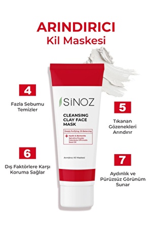 Sinoz Akne Ve Siyah Nokta Karşıtı Arındırıcı Yüz Bakım Kil Maskesi 50 ml Tüm Ciltler Için