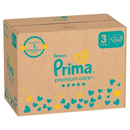 Prima Bebek Bezi Premium Care 3 Beden 144'lü Aylık Fırsat Paketi