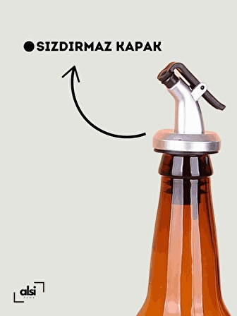 Ahşap Stantlı Amber 2’li 350 ml Zeytinyağı Sıvıyağ Şişesi