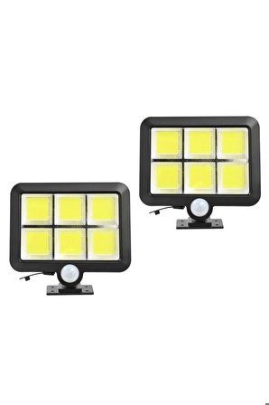 2 ADET Kablolu İç-dış Mekanda Uygun 120 Cob Led Solar Panel Güneş Enerjili 3 Mod Duvar Lambası