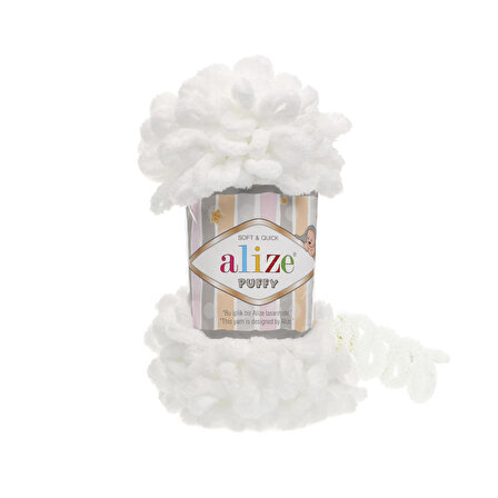 Alize Puffy El Örgü İpi (5 Li Paket) - 55-Beyaz