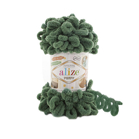 Alize Puffy El Örgü İpi (5 Li Paket) - 532-Çam Yeşili