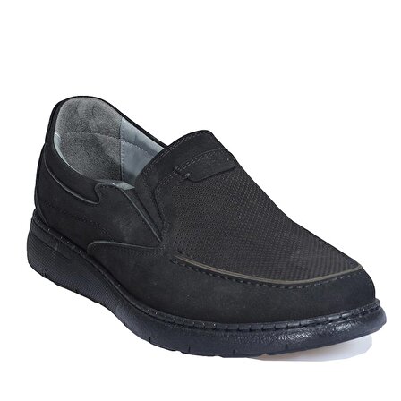 Siyah Nubuk Deri Erkek Comfort Ayakkabı