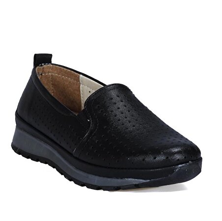 Yemeny Lazer Kesim Siyah Comfort Ayakkabı