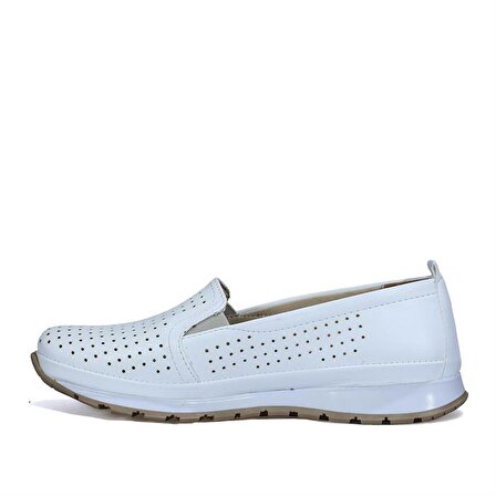 Yemeny Lazer Kesim Beyaz Comfort Ayakkabı