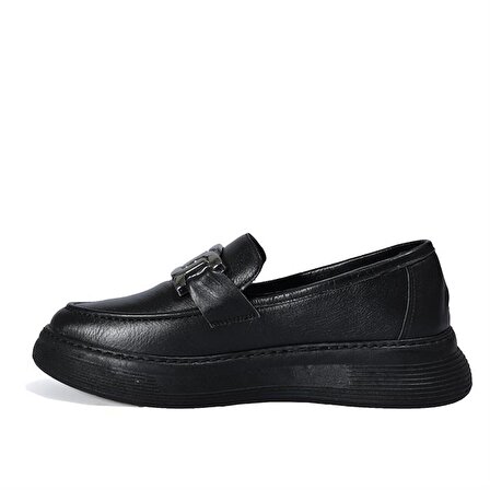 Missmamma Hakiki Deri Siyah Loafer Ayakkabı