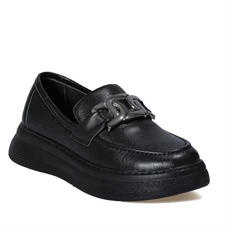 Missmamma Hakiki Deri Siyah Loafer Ayakkabı
